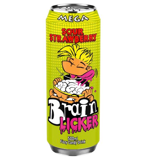 Mega Brain Licker Sour Strawberry Fizzy Candy Drink